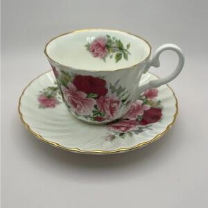 1950s Allyn Nelson Summertime Rose Fine Bone China Teacup & Saucer England